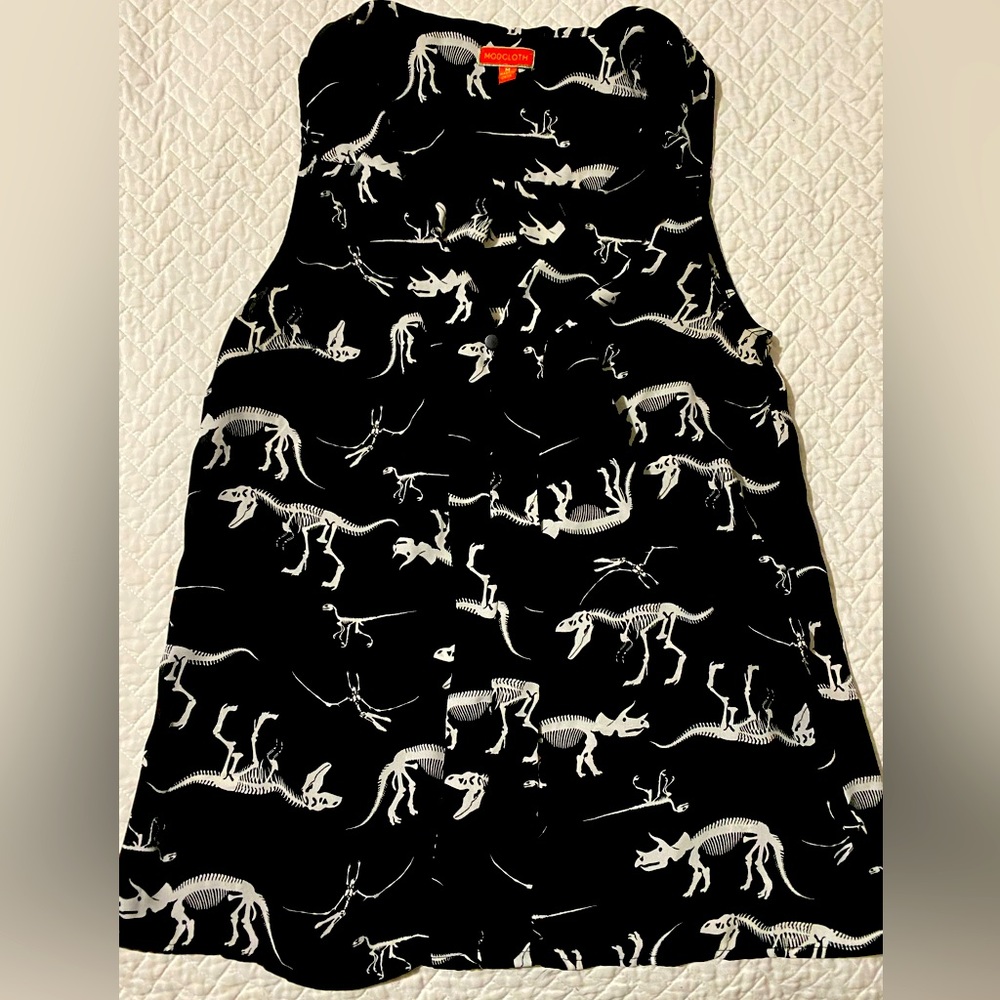 ModCloth Dinosaur bones sleeveless blouse black white fossils!